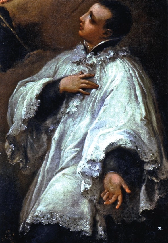 San Luigi Gonzaga, particolare della pala di Pietro